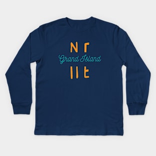 Grand Island NE City Typography Kids Long Sleeve T-Shirt